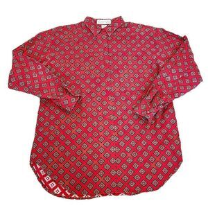 Vtg Gap mens med button up red geometric allover print chest pocket 100% cotton